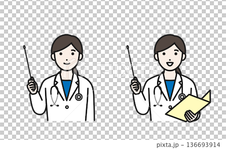 指示棒で説明する女性医師 136693914