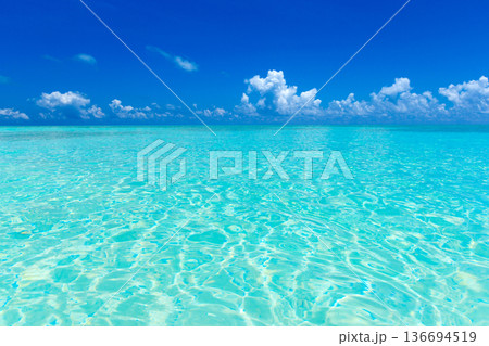Blue sea and blue sky. Beach and sea. Blue sea and blue sky. Beach and sea. 136694519
