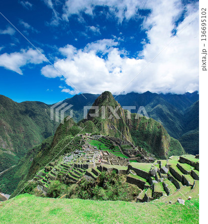 Machu Picchu, a UNESCO World Heritage Site. Mountain panorama Machu Picchu, a UNESCO World Heritage Site. Mountain panorama 136695102