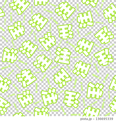 黃綠色音符無縫圖案 136695339