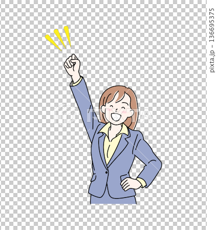 応援するスーツ姿の女性 136695375
