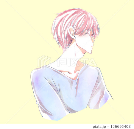 目を閉じている男性 横顔 目を閉じている男性 横顔 136695408