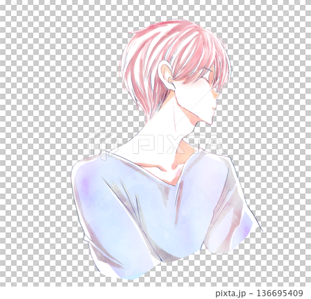 目を閉じている男性　横顔 136695409