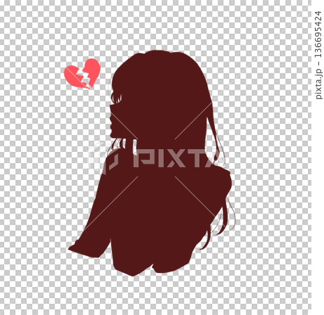 Woman profile broken heart silhouette 136695424