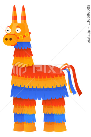 Lama pinata in traditional mexican style. Handmade paper animal Lama pinata in traditional mexican style. Handmade paper animal 136696088
