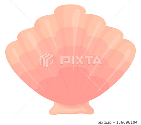 Scallop shell cartoon icon. Pink clam seashell 136696104