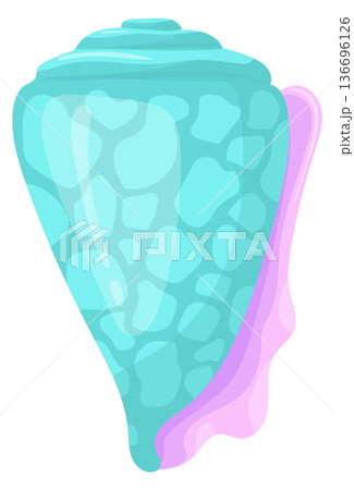 Cone shell cartoon icon. Marine blue seashell Cone shell cartoon icon. Marine blue seashell 136696126