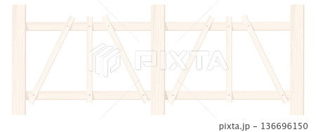 Wooden outdoor structure. Rural farm fence border 136696150