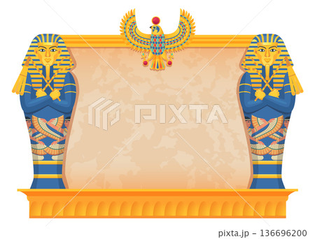 Egyptian tomb game background. Ancient mythology frame Egyptian tomb game background. Ancient mythology frame 136696200