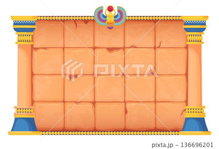 Stone tile game play field in cartoon ancient egyptian style 136696201