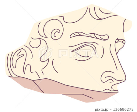 Stone head piece. Apollo statue broken face 136696275