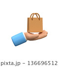 3D Hand Holding Shopping Bag for E-commerce and Delivery 136696512