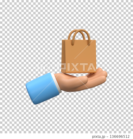 3D Hand Holding Shopping Bag for E-commerce and Delivery 3D Hand Holding Shopping Bag for E-commerce and Delivery 136696512