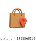 Shopping Bag with Location Pin 3D Icon 136696514