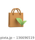3D Eco-Friendly Shopping Bag with Green Leaves 136696519