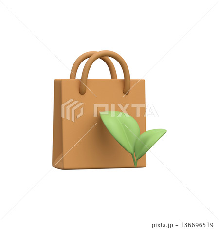 3D Eco-Friendly Shopping Bag with Green Leaves 136696519