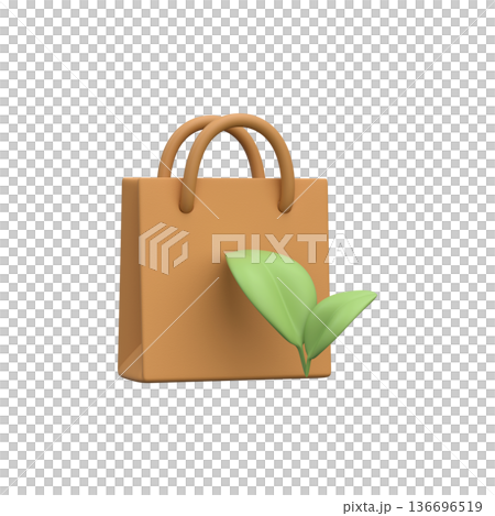 3D Eco-Friendly Shopping Bag with Green Leaves 136696519