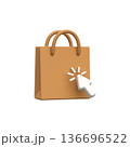 Online Shopping Bag with Clicking Cursor 3D Icon 136696522