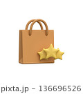 3D Shopping Bag with Golden Stars for Customer Review and Rating 136696526