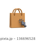 Online Shopping Bag with Clicking Cursor 3D Icon 136696528