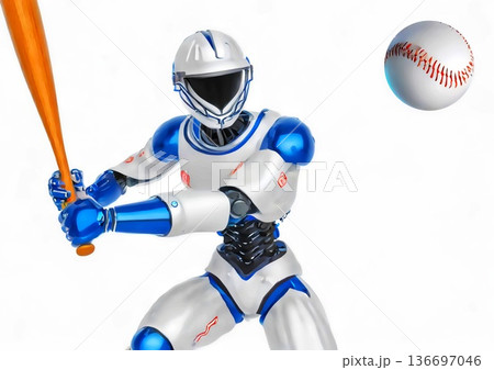 ボールを打つ人型ロボット ボールを打つ人型ロボット 136697046