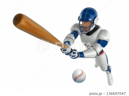 ボールを打つ人型ロボット ボールを打つ人型ロボット 136697047
