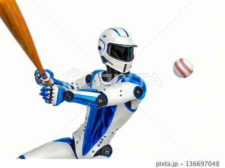 ボールを打つ人型ロボット ボールを打つ人型ロボット 136697048