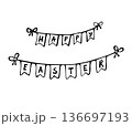 Happy Easter Hand Drawn Banner Illustration Set 136697193