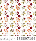Seamless floral pattern with leaves and small flowers on light background. Perfect for textiles, wrapping paper, stationery, wallpapers and surface design projects. 136697194