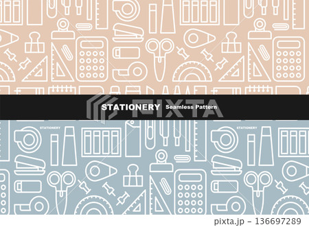 シンプルでかわいい文房具のシームレスパターン 背景 ベクター  柄  136697289