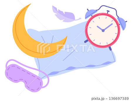 Healthy sleep color icon. Wellness relaxation tools Healthy sleep color icon. Wellness relaxation tools 136697389