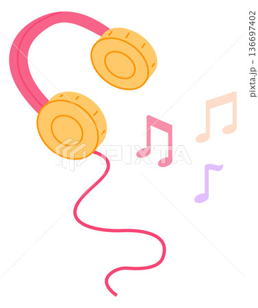 Music headphones color icon. Earphones with song melody concept 136697402