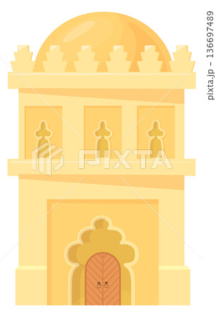 Arabic architectural element. Stone building in traditional eastern style 136697489