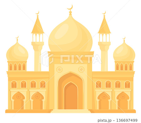 Islamic palace. Cartoon ancient eastern castle icon 136697499
