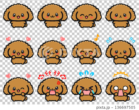 可愛的玩具貴賓犬塗鴉插畫素材套裝 可愛的玩具貴賓犬塗鴉插畫素材套裝 136697505