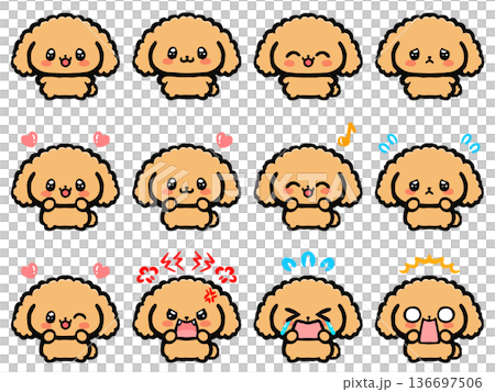 Cute toy poodle doodle illustration set 2 Cute toy poodle doodle illustration set 2 136697506