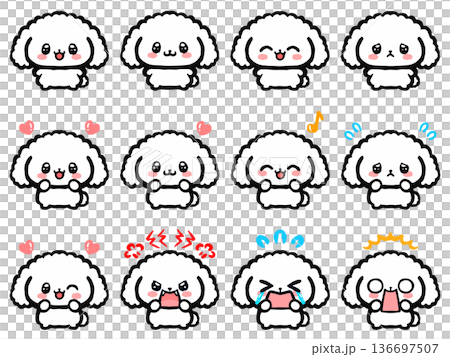 Cute toy poodle doodle illustration set 3 Cute toy poodle doodle illustration set 3 136697507