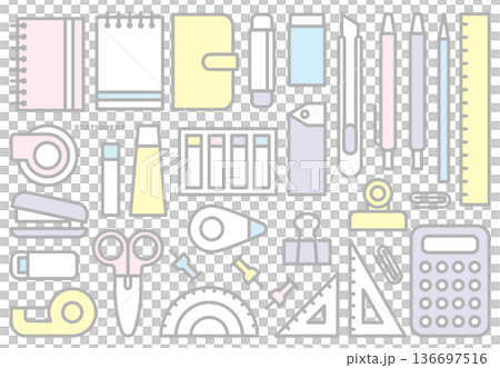 Cute stationery illustration material set vector white background 136697516