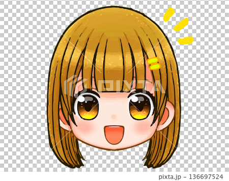 長髮女孩Q版人物動漫頭像插畫素材 長髮女孩Q版人物動漫頭像插畫素材 136697524
