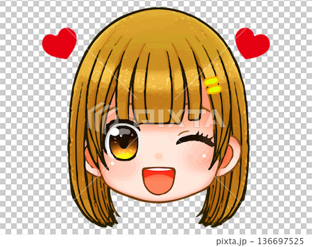 長髮女孩Q版人物動漫臉部圖示插畫素材2 長髮女孩Q版人物動漫臉部圖示插畫素材2 136697525