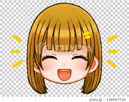 長髮女孩Q版人物動漫臉部圖示插畫素材3 長髮女孩Q版人物動漫臉部圖示插畫素材3 136697526