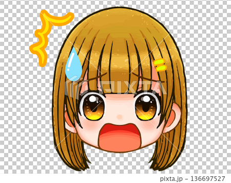 長髮女孩Q版人物動漫臉部圖示插畫素材 4 長髮女孩Q版人物動漫臉部圖示插畫素材 4 136697527