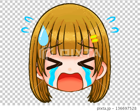 長髮女孩Q版人物動漫臉部圖示插畫素材 5 長髮女孩Q版人物動漫臉部圖示插畫素材 5 136697528
