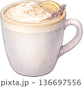 Hand drawn colored pencil London fog latte illustration, Canadian drink, transparent background 136697556