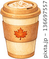 Hand drawn colored pencil maple latte illustration, Canadian drink, transparent background 136697557