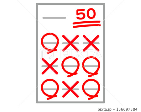 50点のテストの答案用紙のイラスト素材 50点のテストの答案用紙のイラスト素材 136697584