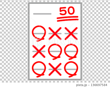 Illustration material of a test answer sheet with 50 points Illustration material of a test answer sheet with 50 points 136697584