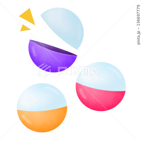 ガチャガチャ 開いたカプセルと閉じたカプセルの3つセット 136697779