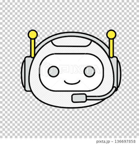 シンプルなチャットボットの正面アイソメトリック線画イラスト 136697858