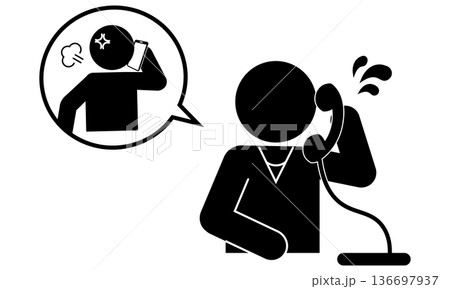電話で怒鳴る客のピクトグラム（カスタマーハラスメント） 136697937